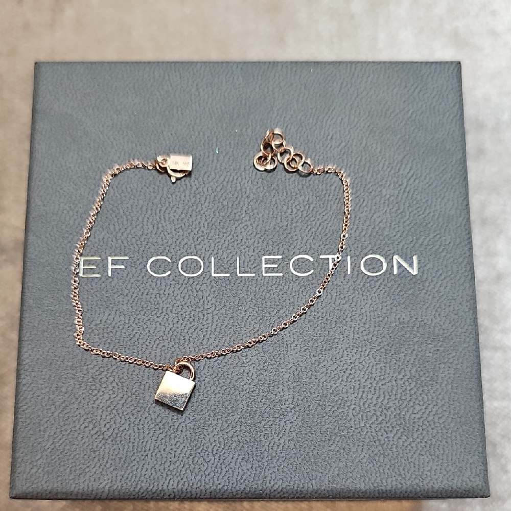 14k Solid Rose Gold Lock Bracelet EF Collection